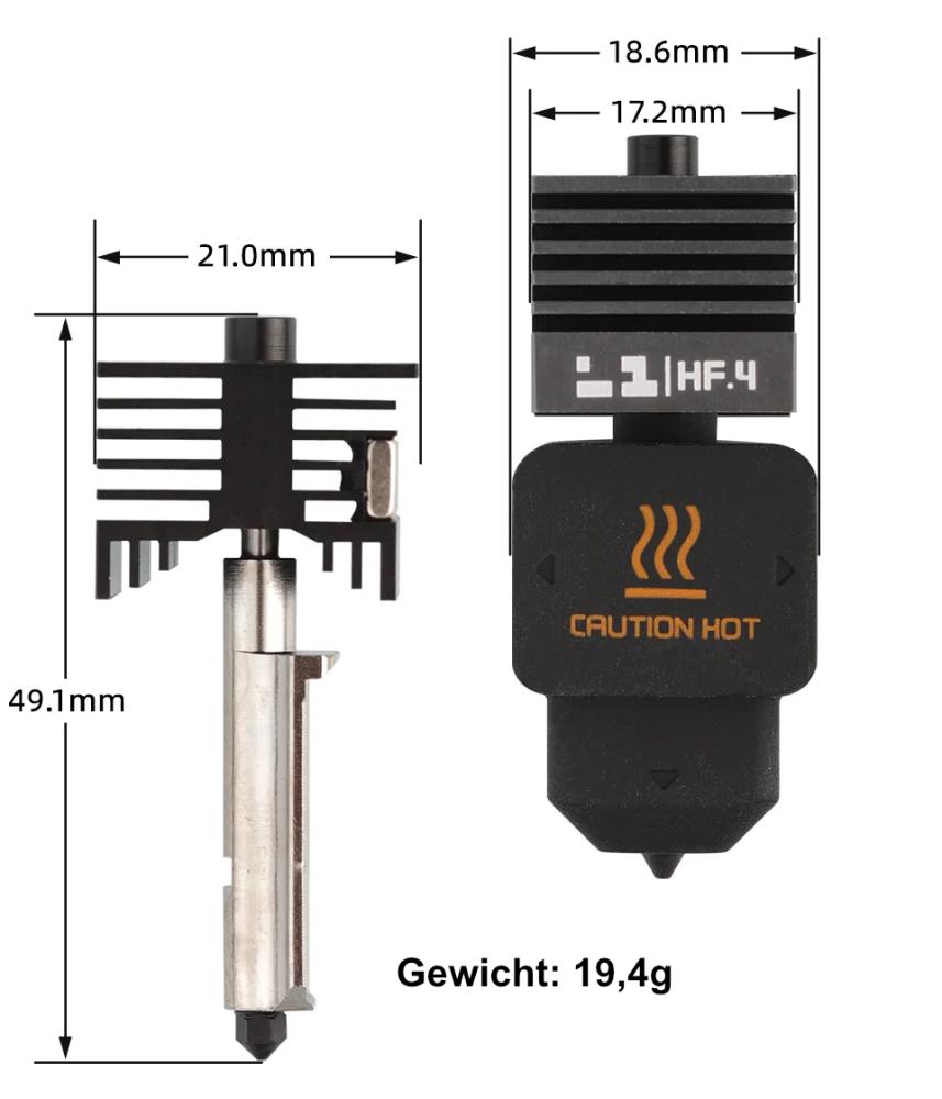 Preview: 0,4mm HF High Flow Hotend passend für Bambu Lab H2D & A1 Serie 3D-Drucker