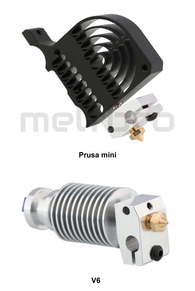 Preview: Heizblock für Prusa Mini Kupfer (vernickelt) oder Aluminium ähnl V6 hotend