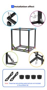 VzBot 330 frame Rahmen 330x330mm Aluprofile 2020 4020 Schrauben und Winkeln