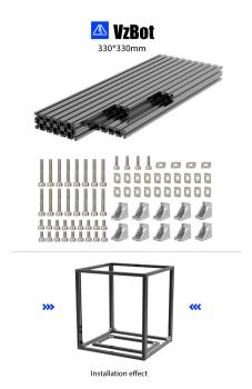 VzBot 330 frame Rahmen 330x330mm Aluprofile 2020 4020 Schrauben und Winkeln