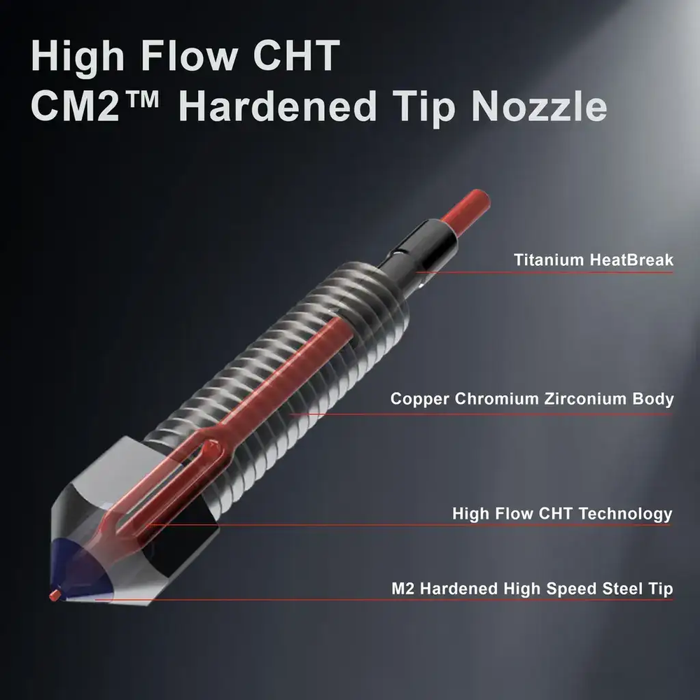 Micro Swiss FlowTech™ Hotend für Creality K2 Plus 3D-Drucker mit CHT Düse 50m³/s flow und 100W Leistung