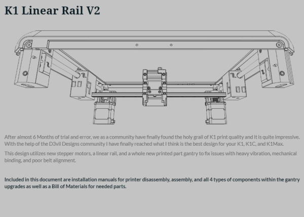 Linear Rail Gantry Conversion Mod für Creality K1 K1C K1 Max by Bootycall Jones