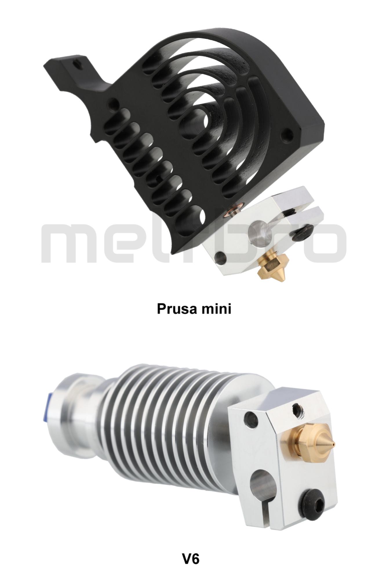 Heizblock für Prusa Mini Kupfer (vernickelt) oder Aluminium ähnl V6 hotend