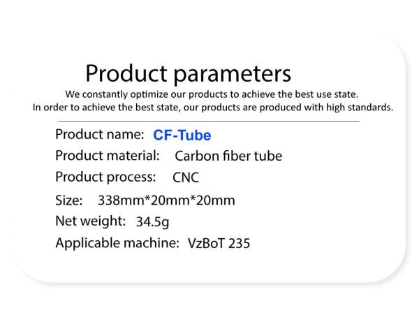 VzBot Vz235 235mm CF-tube Carbonfaser X Achse 2020 Profil linear guide