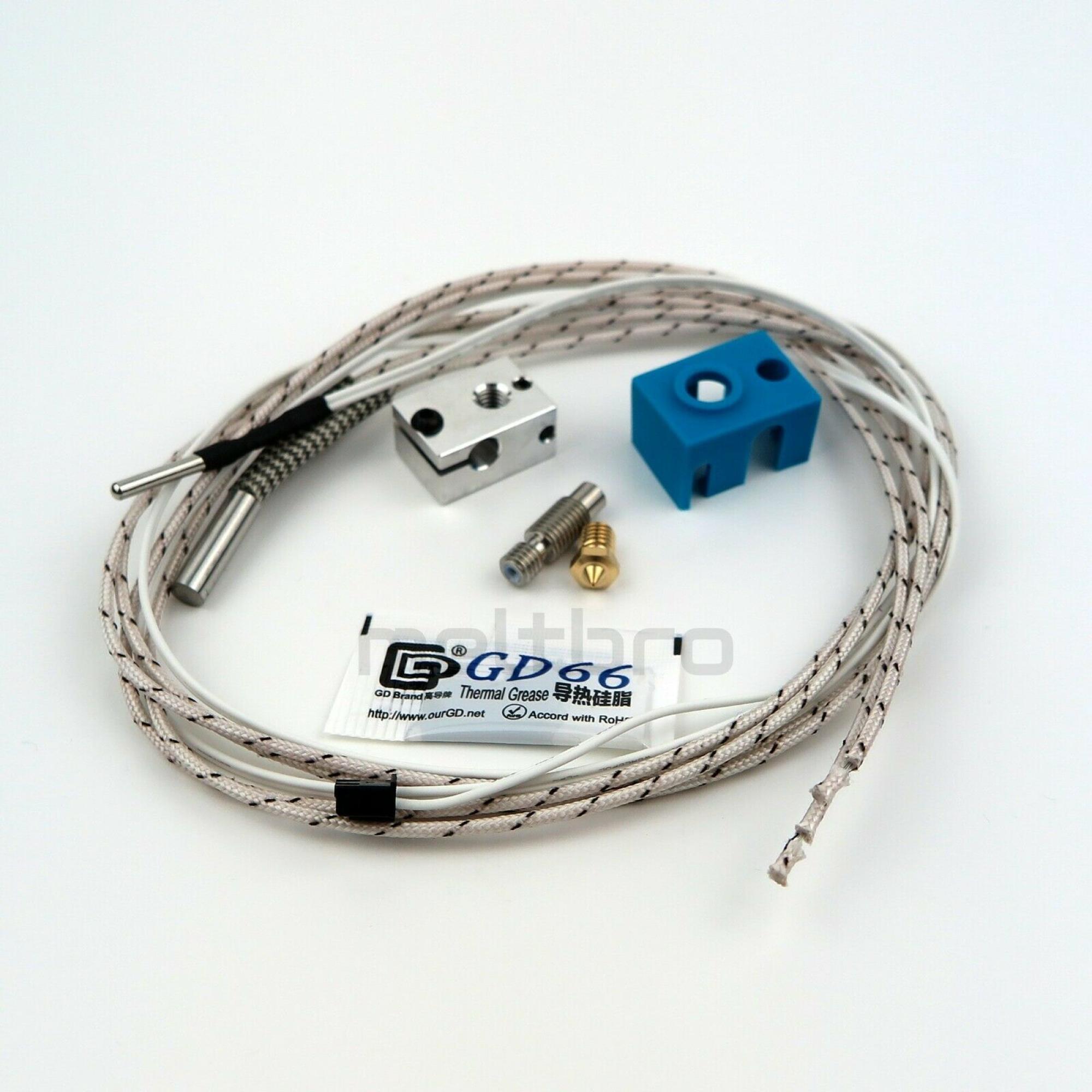 1x V6 hotend Alu Heizblock, CNC gefräst, kein Guss, mit elekt. Komponenten